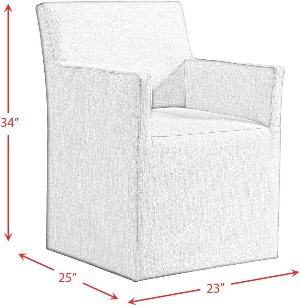 Transitional Gray Upholstered Wood Arm Chair with Casters