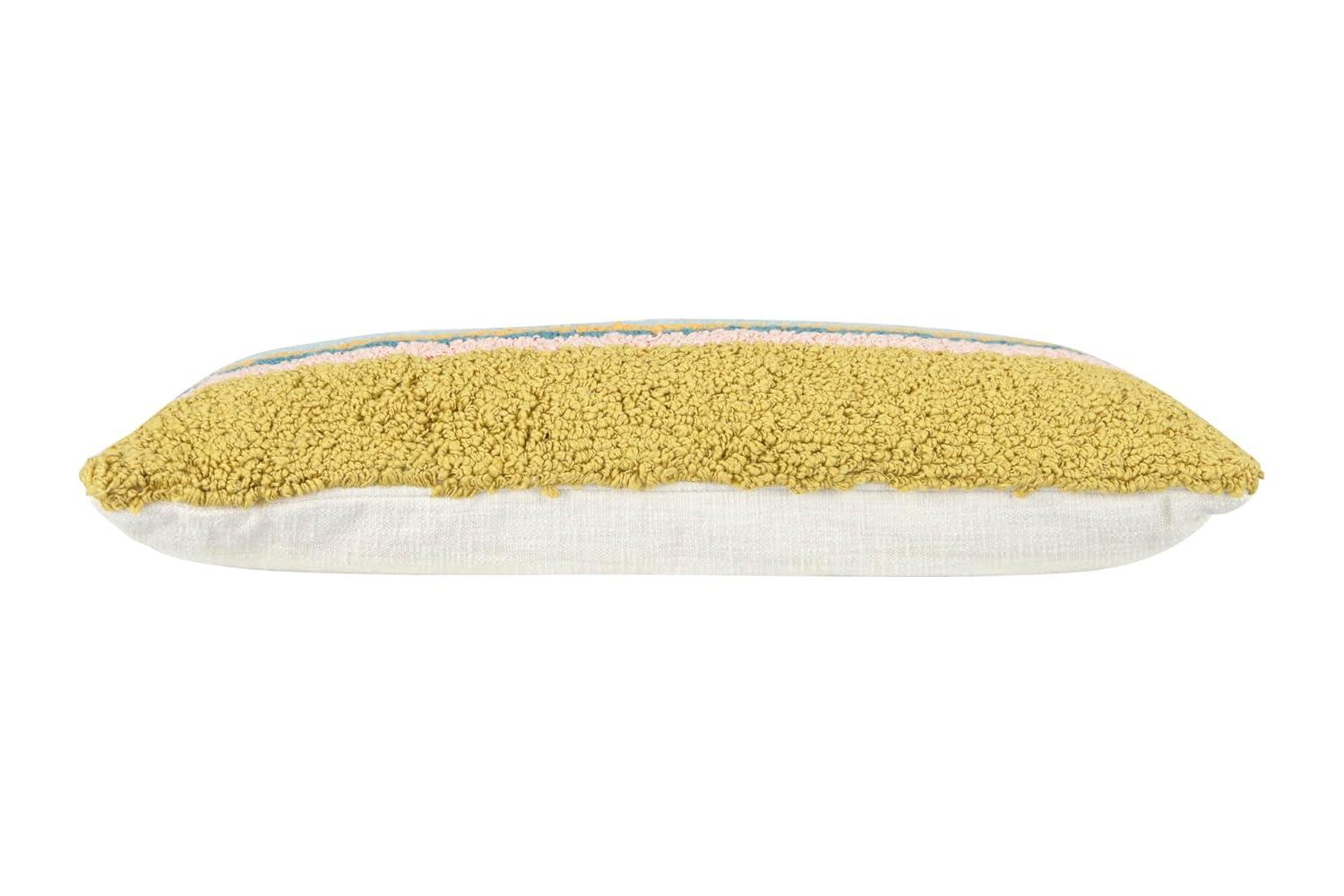 Creative Co-Op Woven Cotton Punch Hook Lumbar Pillow with "Sun Please" Design