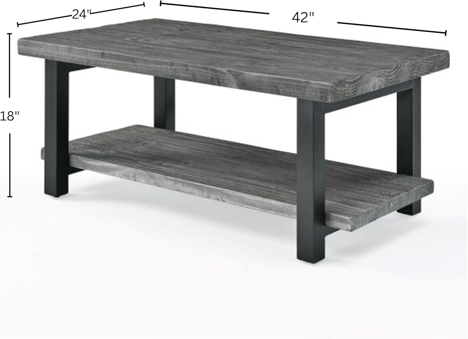 42" Pomona Metal and Reclaimed Wood Coffee Table Slate Gray - Alaterre Furniture
