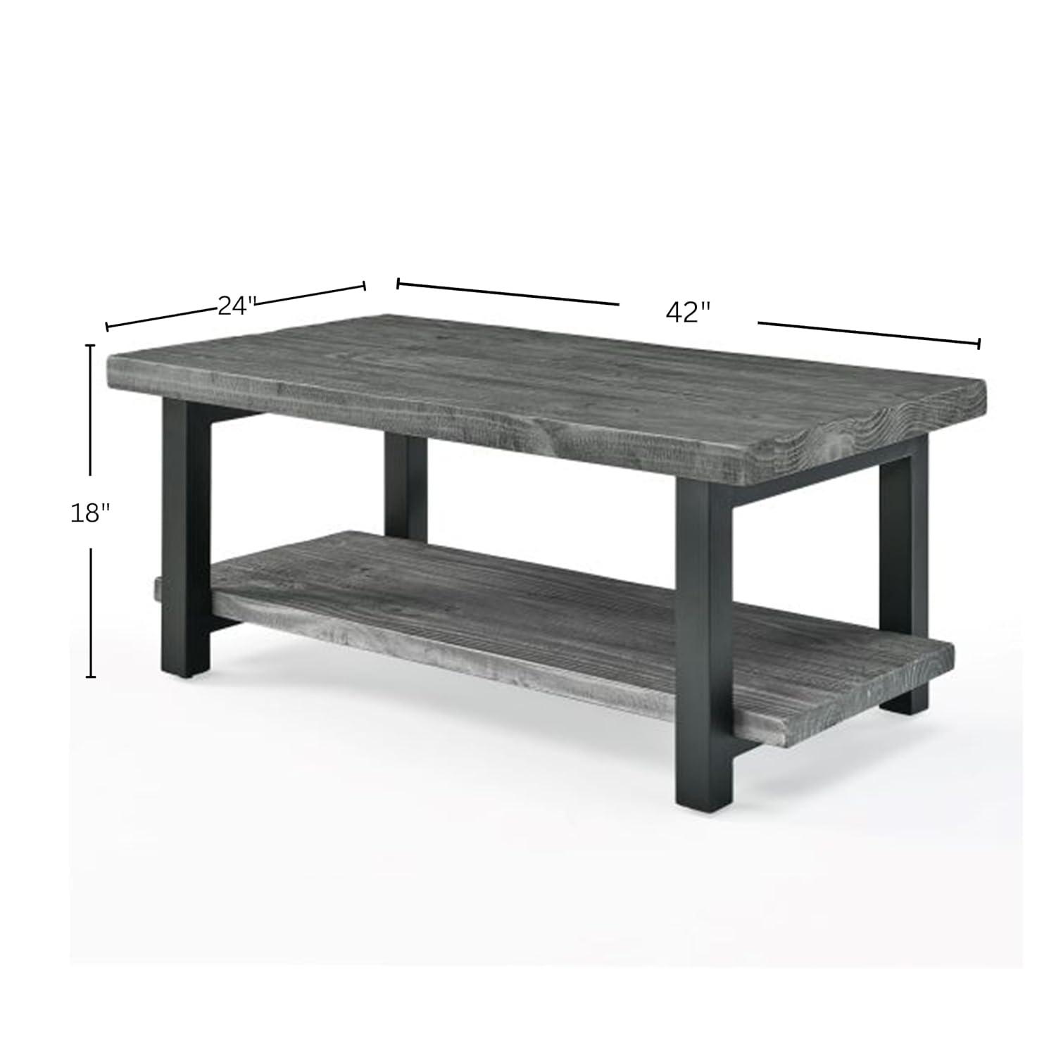 42" Pomona Metal and Reclaimed Wood Coffee Table Slate Gray - Alaterre Furniture