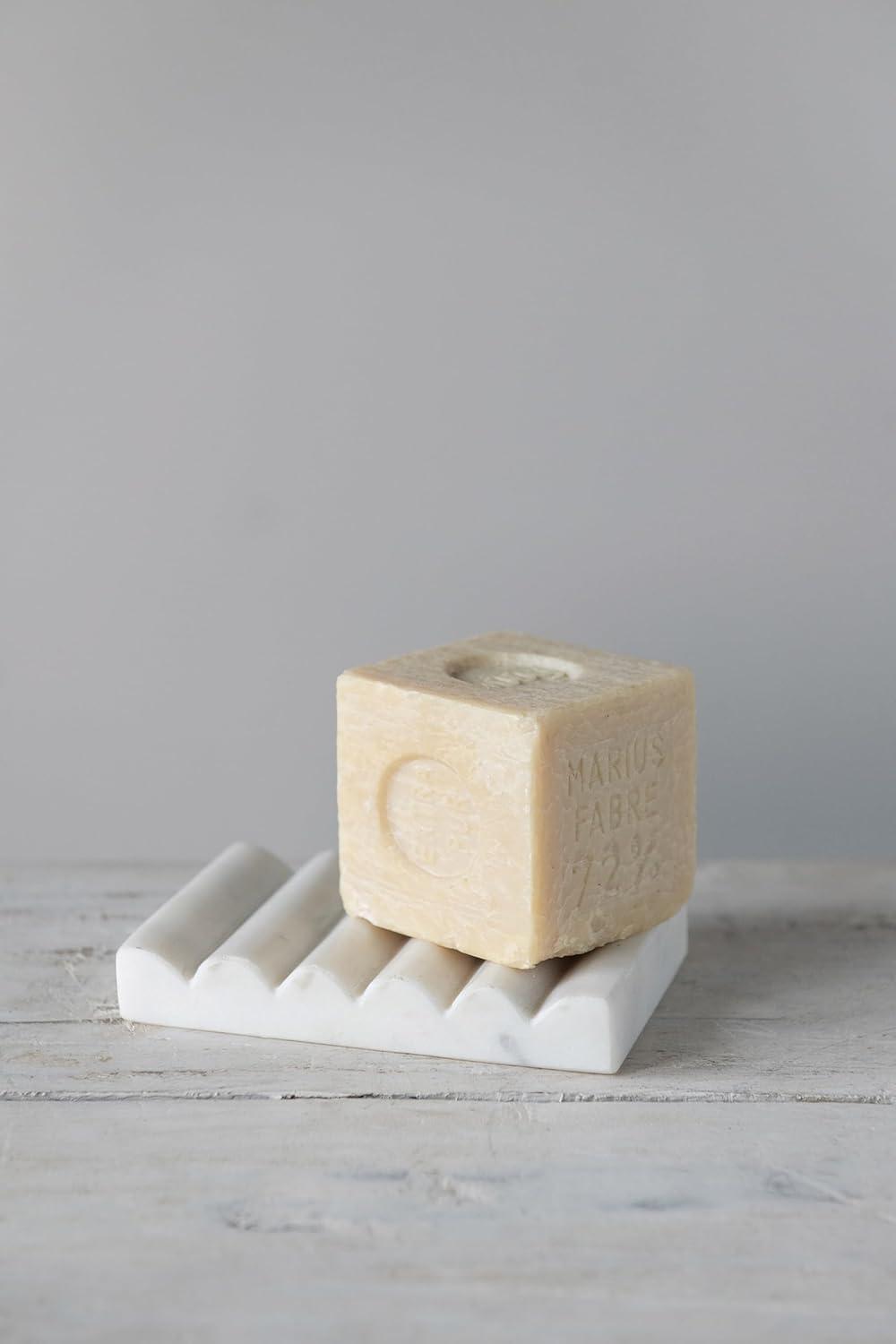 White Carved Marble Rectangular Soap Dish