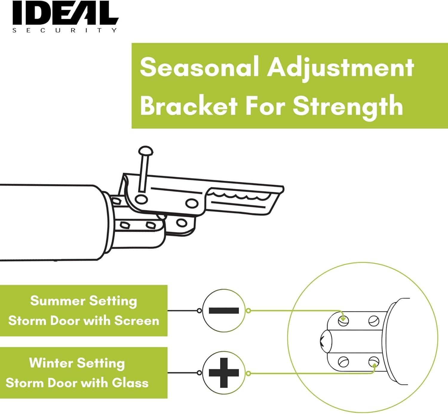 Ideal Security 9600 Standard Pneumatic Touch-N-Hold Storm and Screen Door Closer for Wood, Aluminum, and Vinyl Doors, Silent and Smooth Closing, 11.5", White