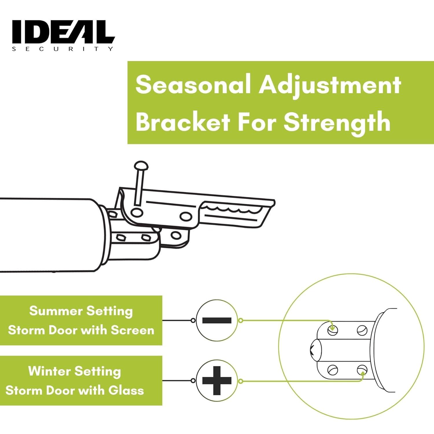 Ideal Security 9600 Standard Pneumatic Touch-N-Hold Storm and Screen Door Closer for Wood, Aluminum, and Vinyl Doors, Silent and Smooth Closing, 11.5", White