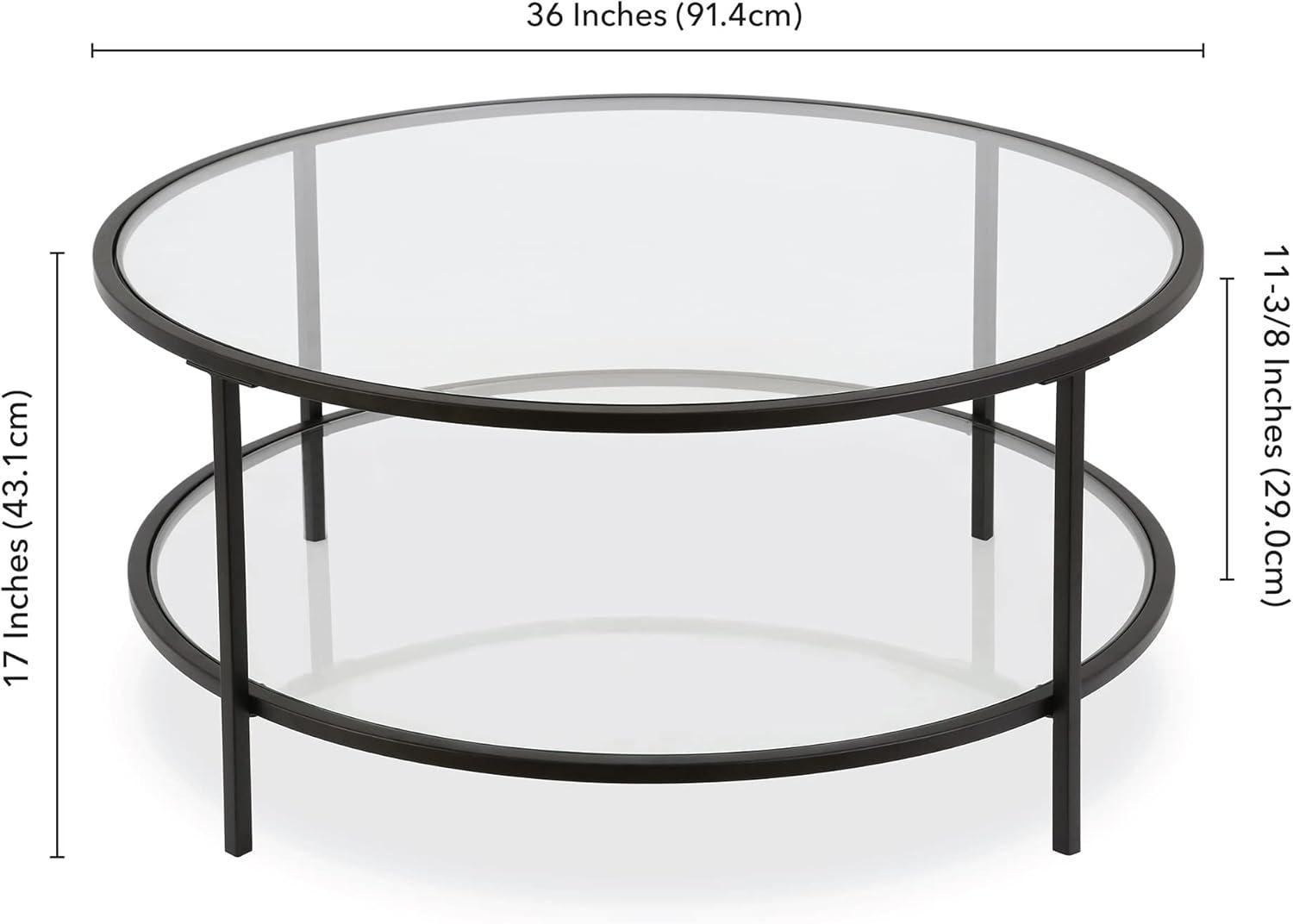 36" Blackened Bronze Square Glass Coffee Table