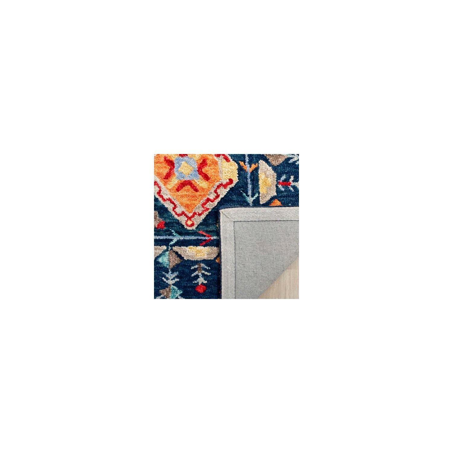 Aspen APN515 Hand Tufted Area Rug - Navy/Orange - 3'x3' - Safavieh.