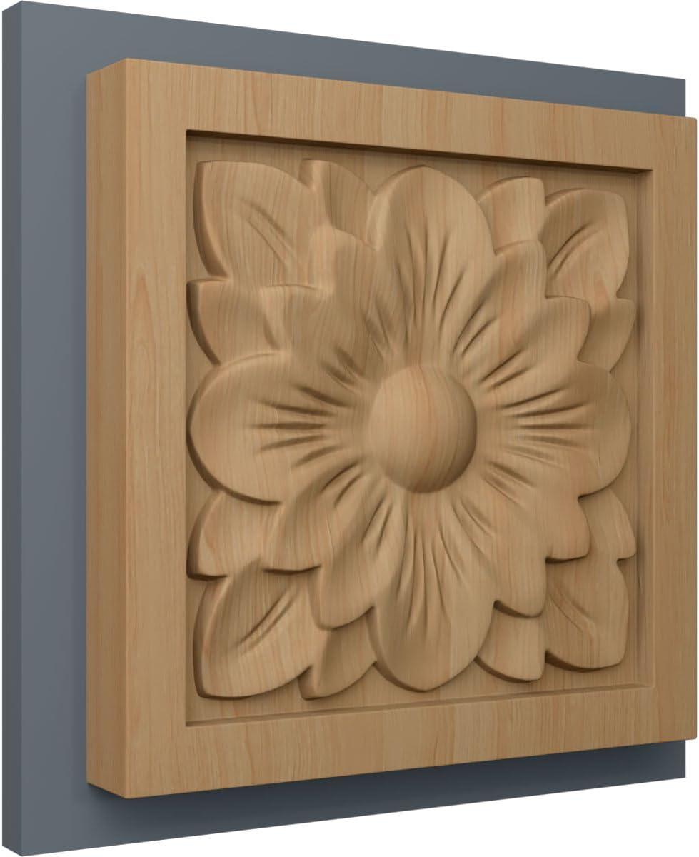 Flower 5.125'' H x 5.125'' W x 1'' D Wood Rosette Applique