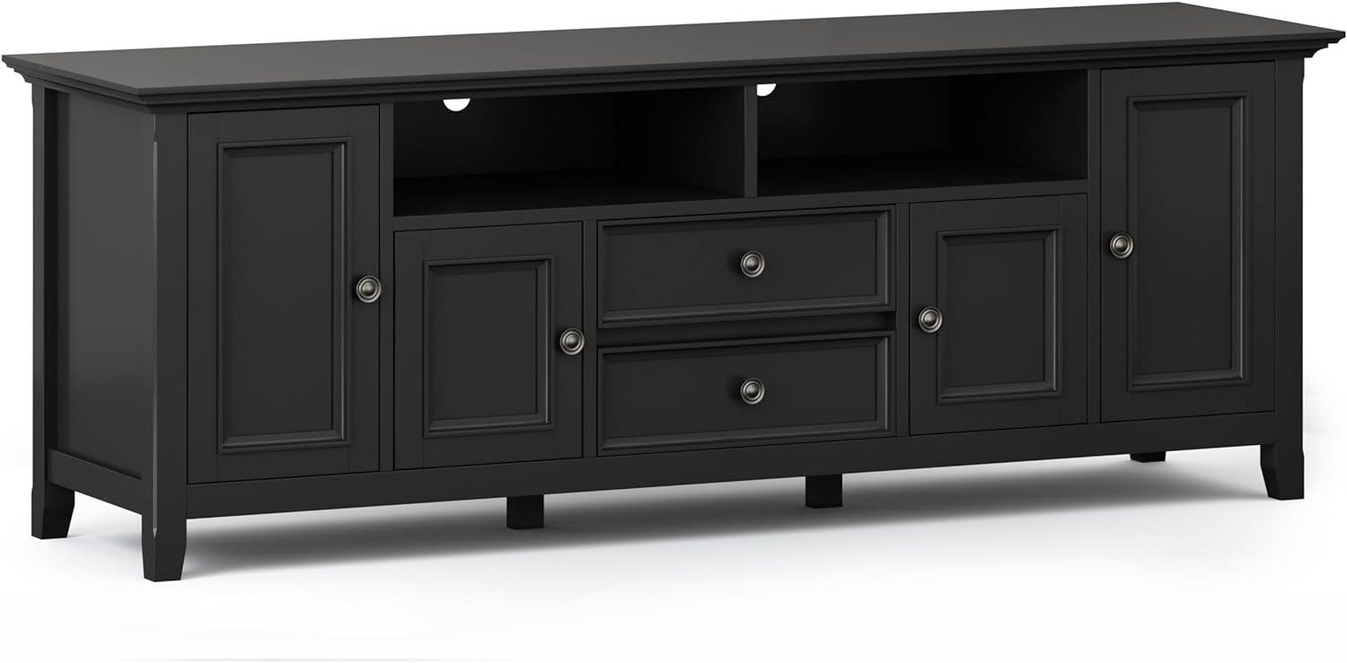 Amherst Black Solid Wood 72" TV Media Stand with Cabinets