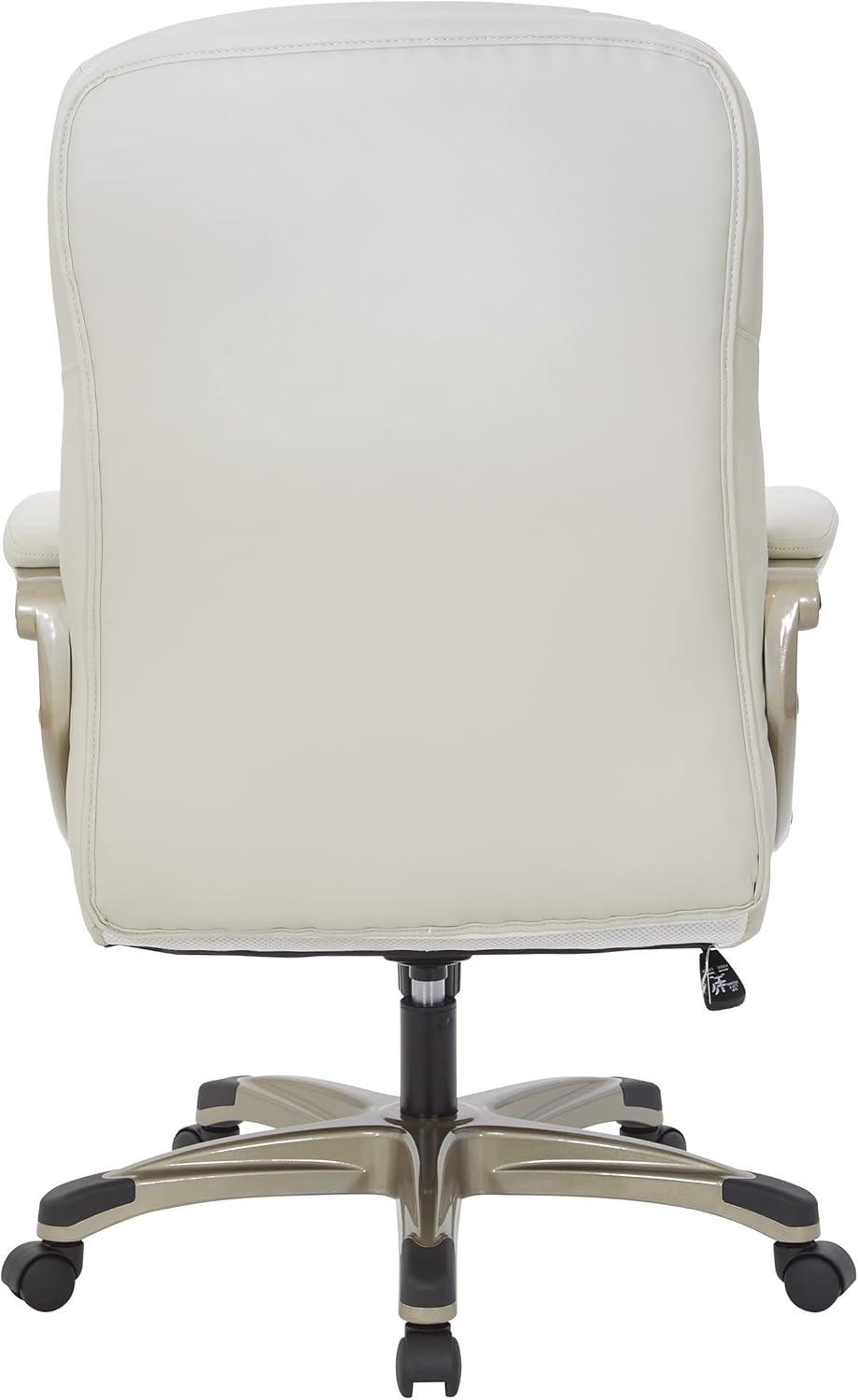 Executive Cream Bonded Leather Office Chair with Cocoa Coated Nylon Base