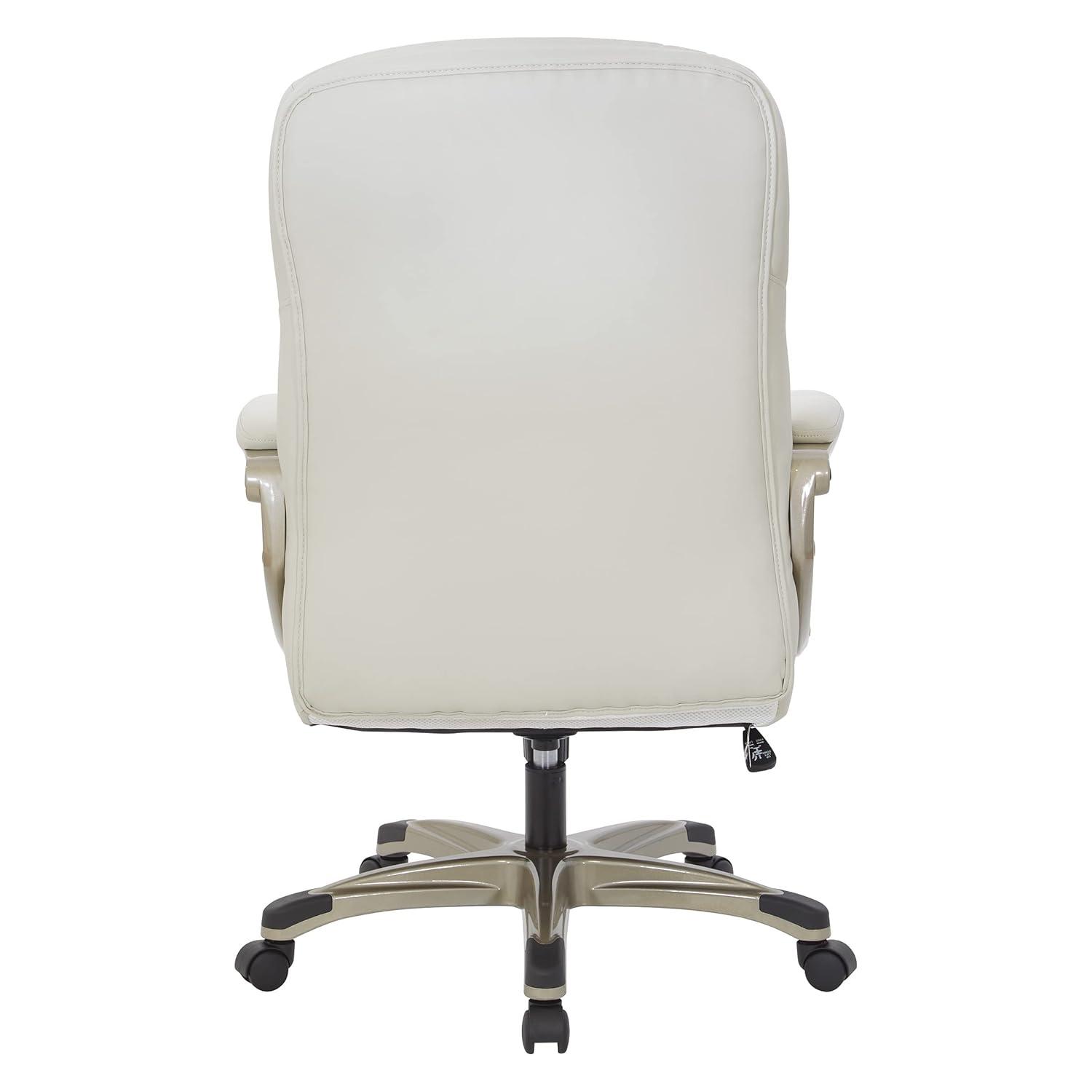 Executive Cream Bonded Leather Office Chair with Cocoa Coated Nylon Base