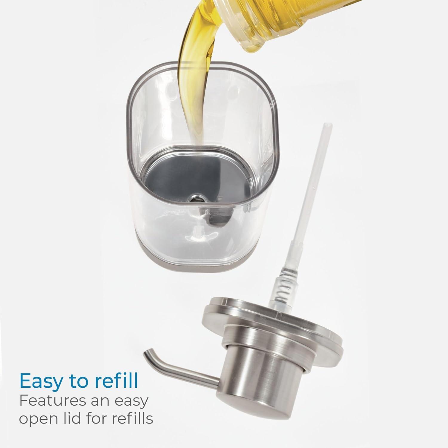 iDesign iDesign Hand Soap Dispenser - Refillable Liquid Soap Dispenser, Clear/Brushed Nickel