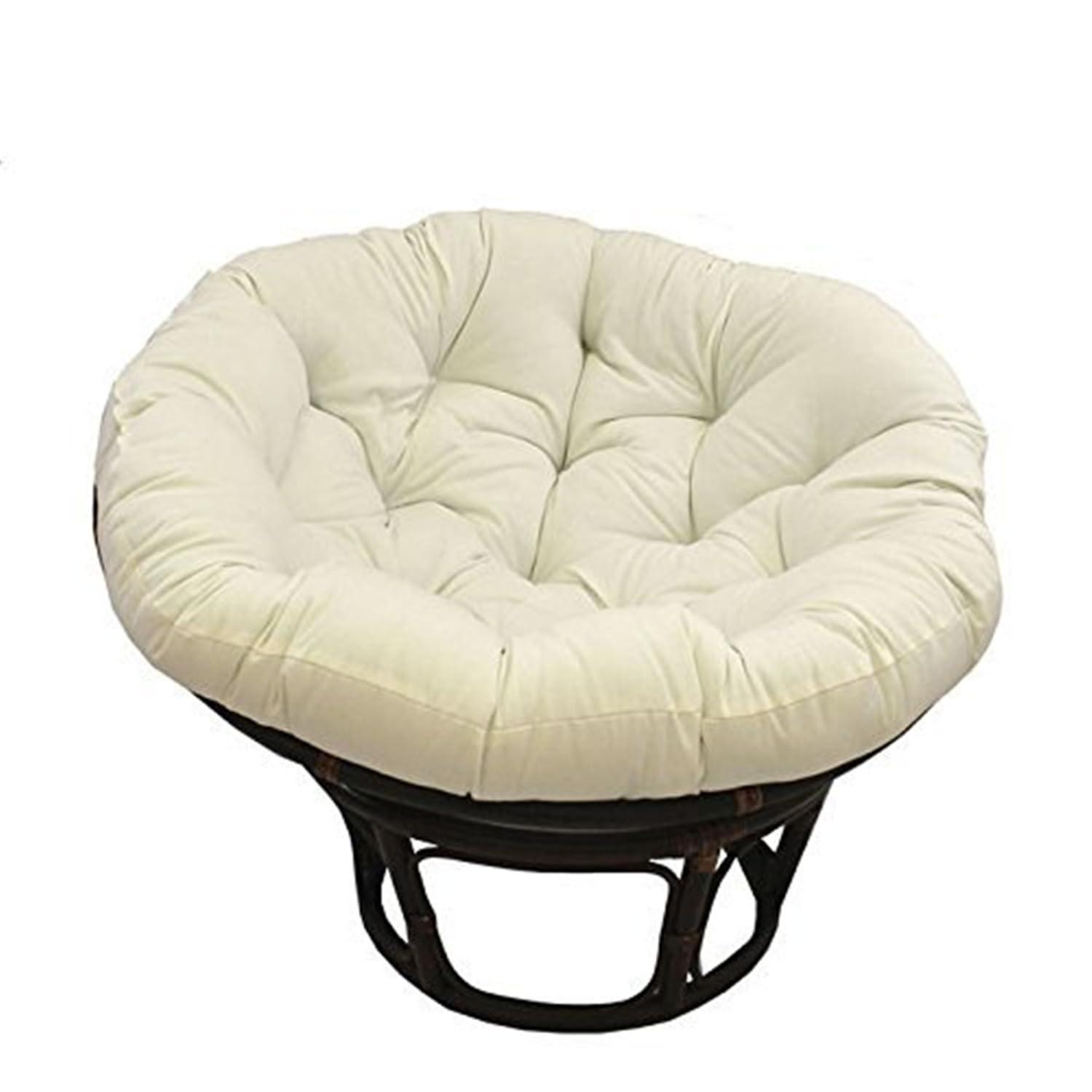 International Caravan 42" Rattan Papasan Chair with Solid Twill Cushion Burgundy: Stained Frame, Armless Design, 250lb Capacity