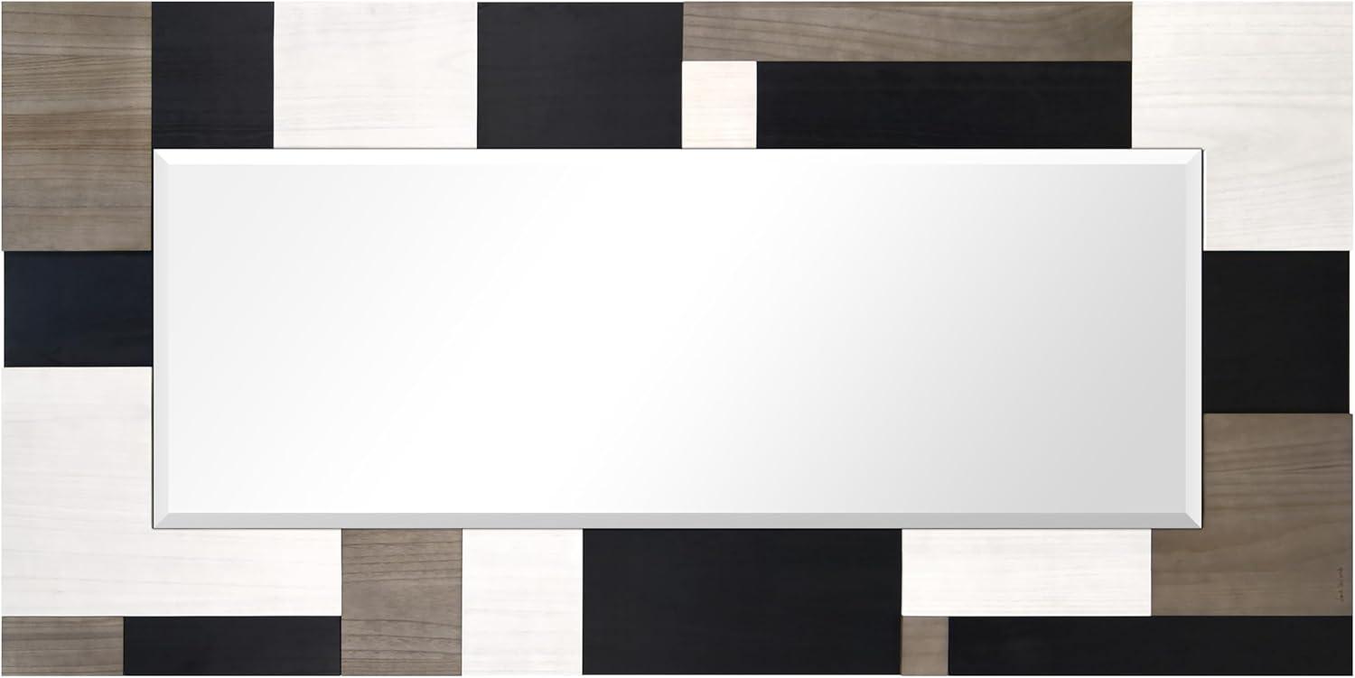 Empire Art Direct "Geometric Blocks" Hand Made Solid Paulownia Wood Beveled Leaner Mirror size 80" x 40"