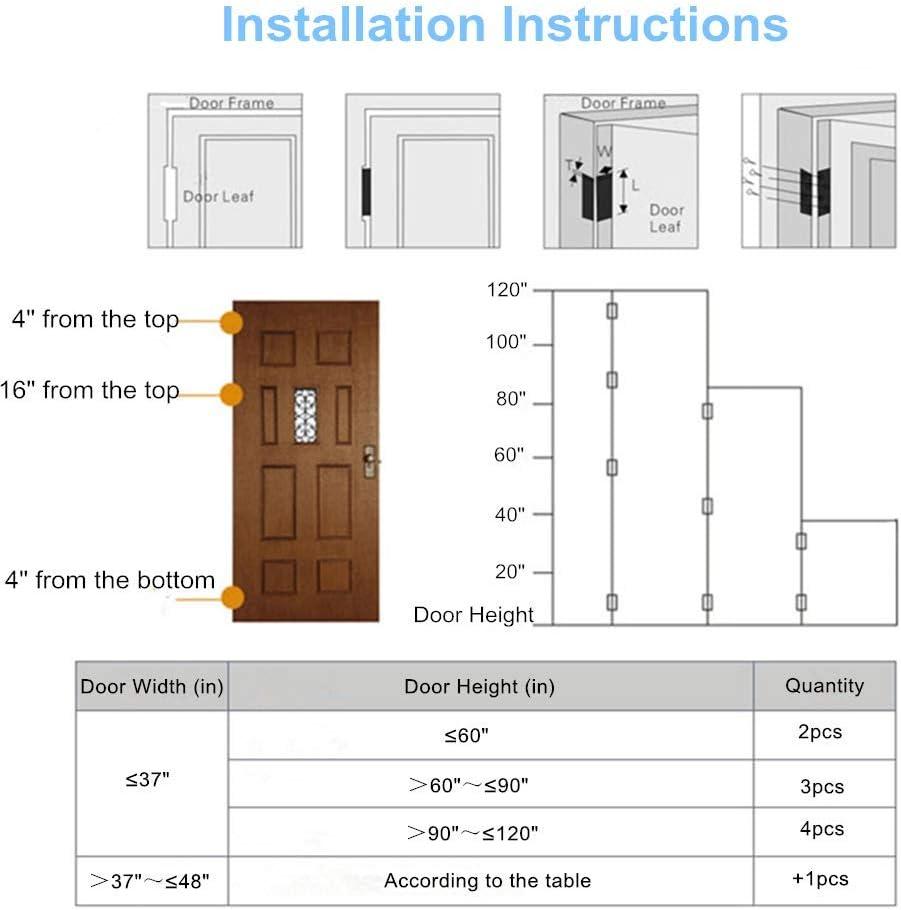 6 Pack Black Stainless Steel Non Mortise Door Hinges