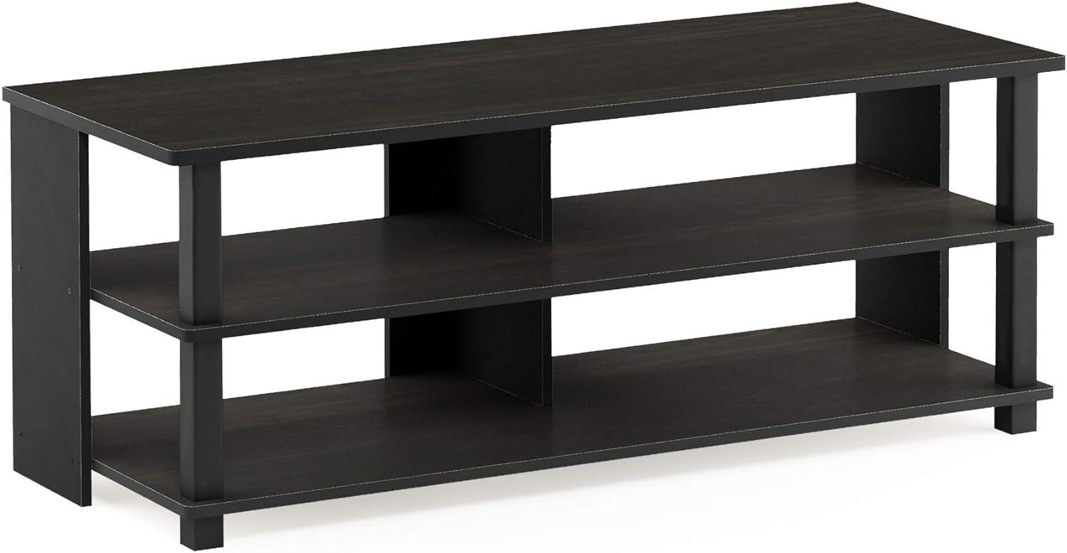 Espresso Black Modern 3-Tier Particle Board TV Stand for Up to 48" TV