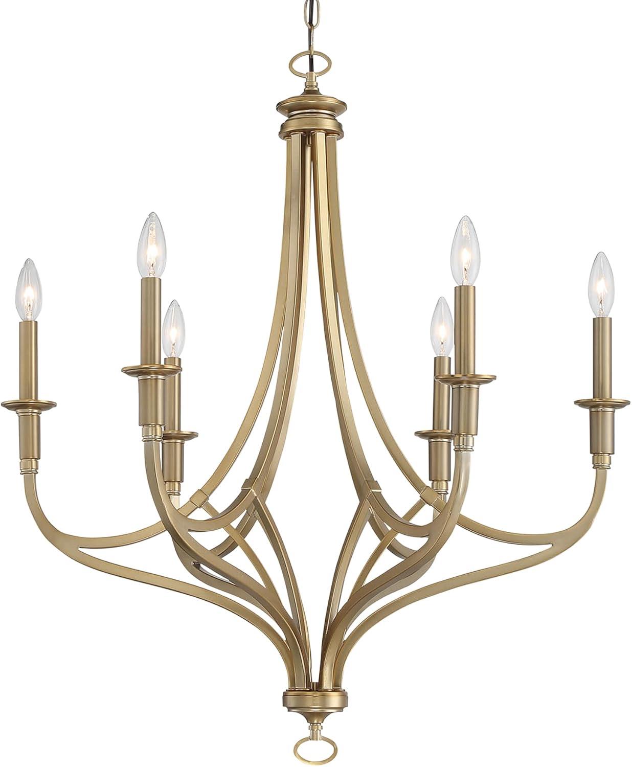 Minka Lavery Brushed Honey Gold Chandelier 28" Wide Modern 6-Light Fixture for Dining Room House Foyer Kitchen Entryway Bedroom