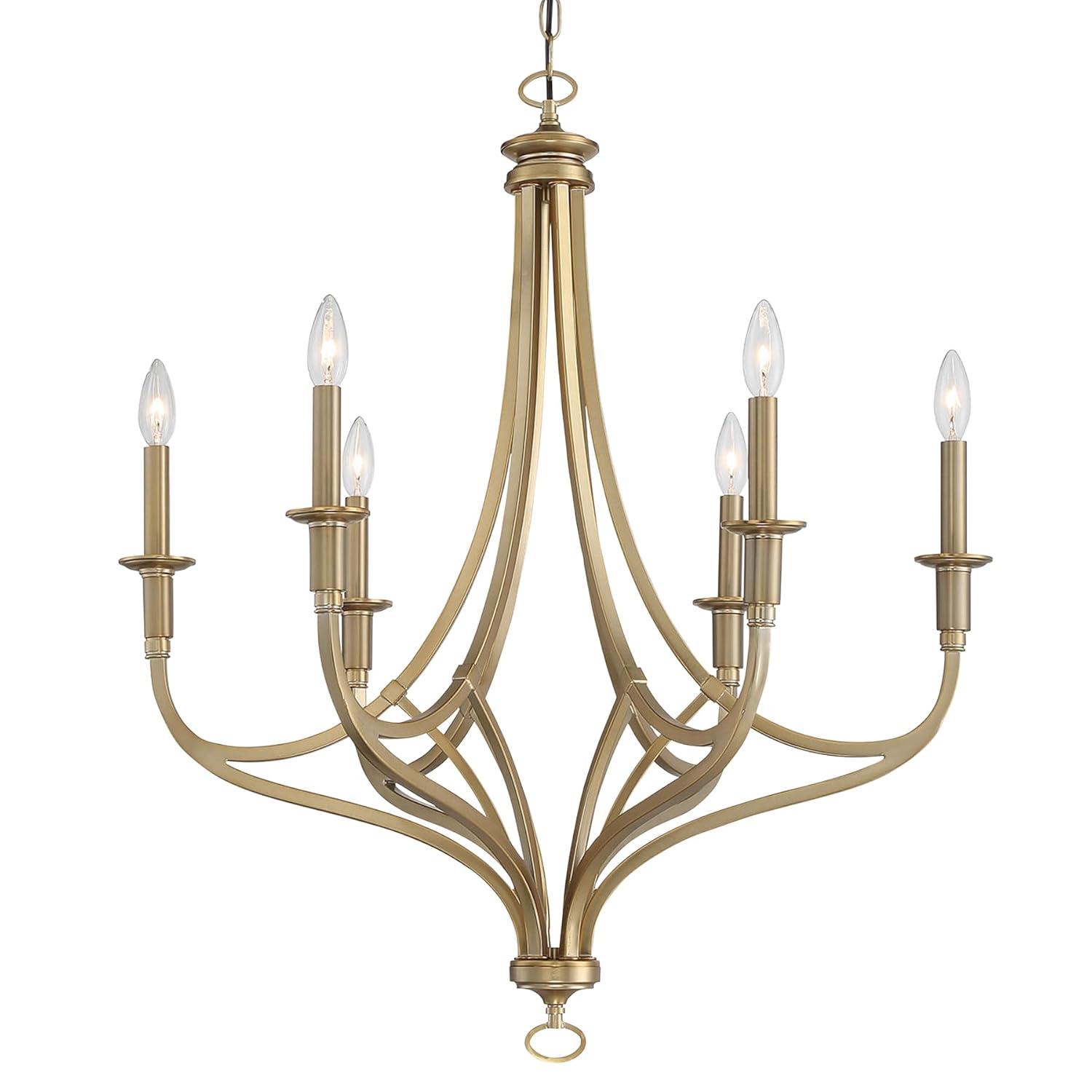 Minka Lavery Brushed Honey Gold Chandelier 28" Wide Modern 6-Light Fixture for Dining Room House Foyer Kitchen Entryway Bedroom