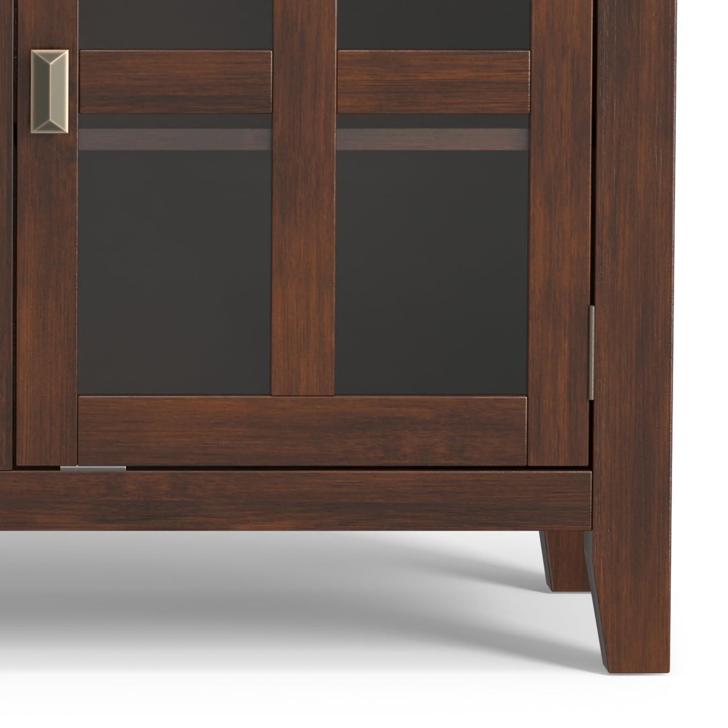 Simpli Home Artisan 54"W Solid Wood Sideboard Buffet with Tempered Glass Doors and 6 Drawers