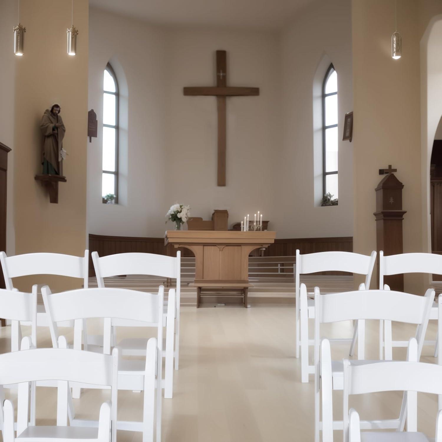 4 Pack Folding Chairs, Lightweight Resin Folding Chairs, Comfortable Event Chair Padded Seats Indoor Outdoor for Party Picnic School Wedding, White