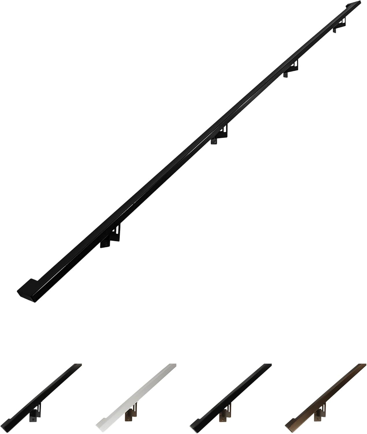 Modern Aluminum Handrail Grab Bar Kit, Adjustable Steel Brackets, Returns to Wall, Powder Coat