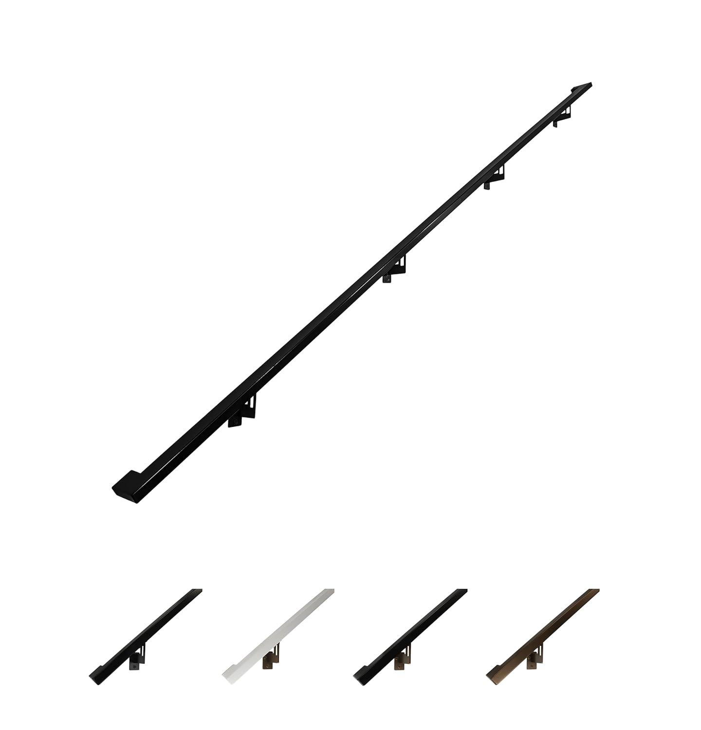 Concept Fusion Modern Aluminum Handrail Grab Bar Kit, Adjustable Steel Brackets, Returns to Wall, Powder Coat 1100063