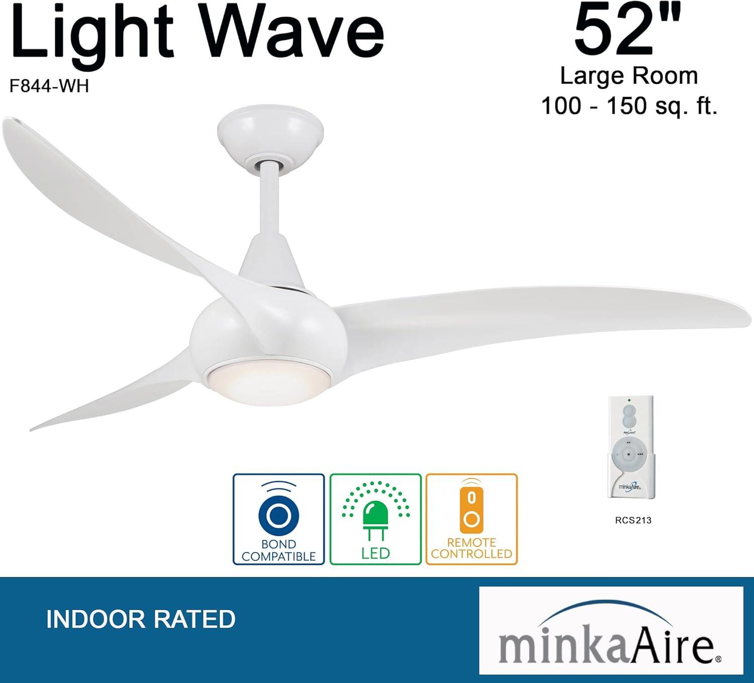 52" Wave 3 - Blade LED Propeller Ceiling Fan with Remote Control and Light Kit Included