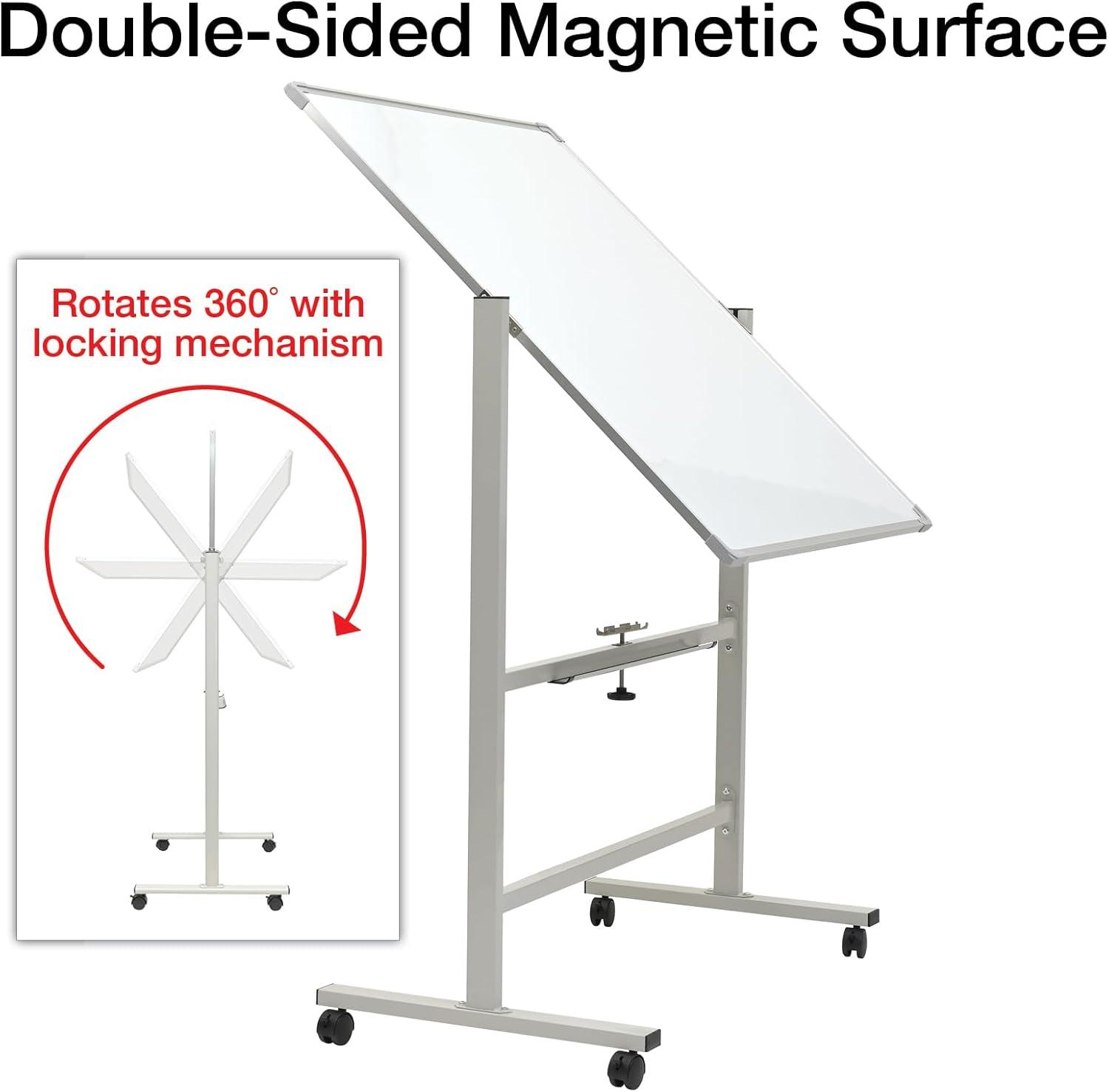 Reversable Whiteboard on Wheels - 36"x 42" (White Frame)