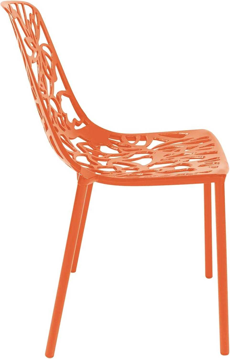 LeisureMod Devon Modern Aluminum Outdoor Stackable Dining Chair Set of 2 with Weather-Resistant Finish, Durable Frame for Patio, Garden, or Poolside