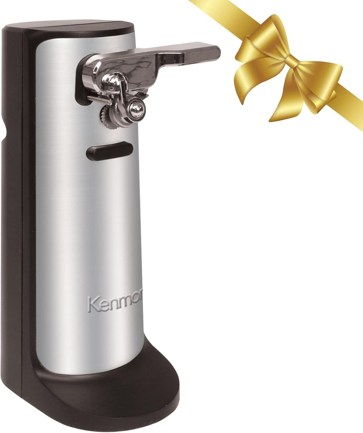 Kenmore 3-In-1 Electric Can Opener and Knife Sharpener, Bottle Opener, Silver