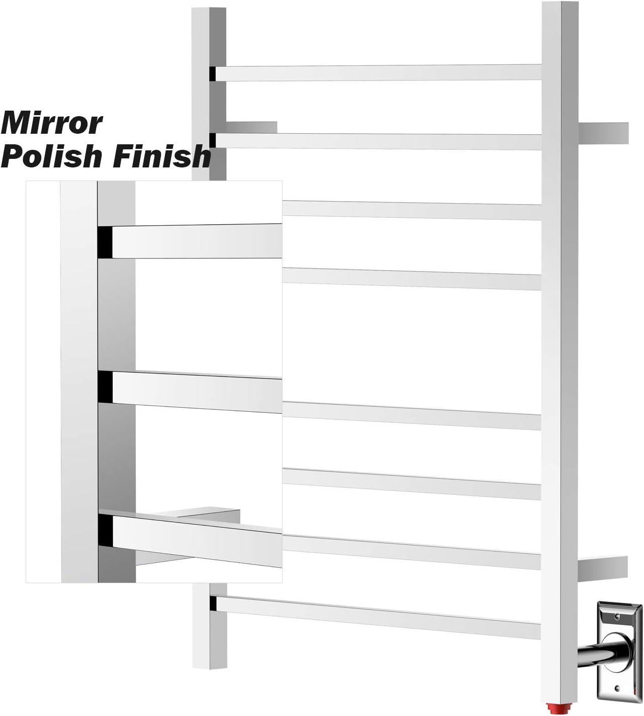 HEATGENE Towel Warmer, Heated Towel Warmer Rack, Wall-Mounted Hardwired/Plug-in Electric Towel Warmers for Bathroom, Hot Towel Rails - Brushed