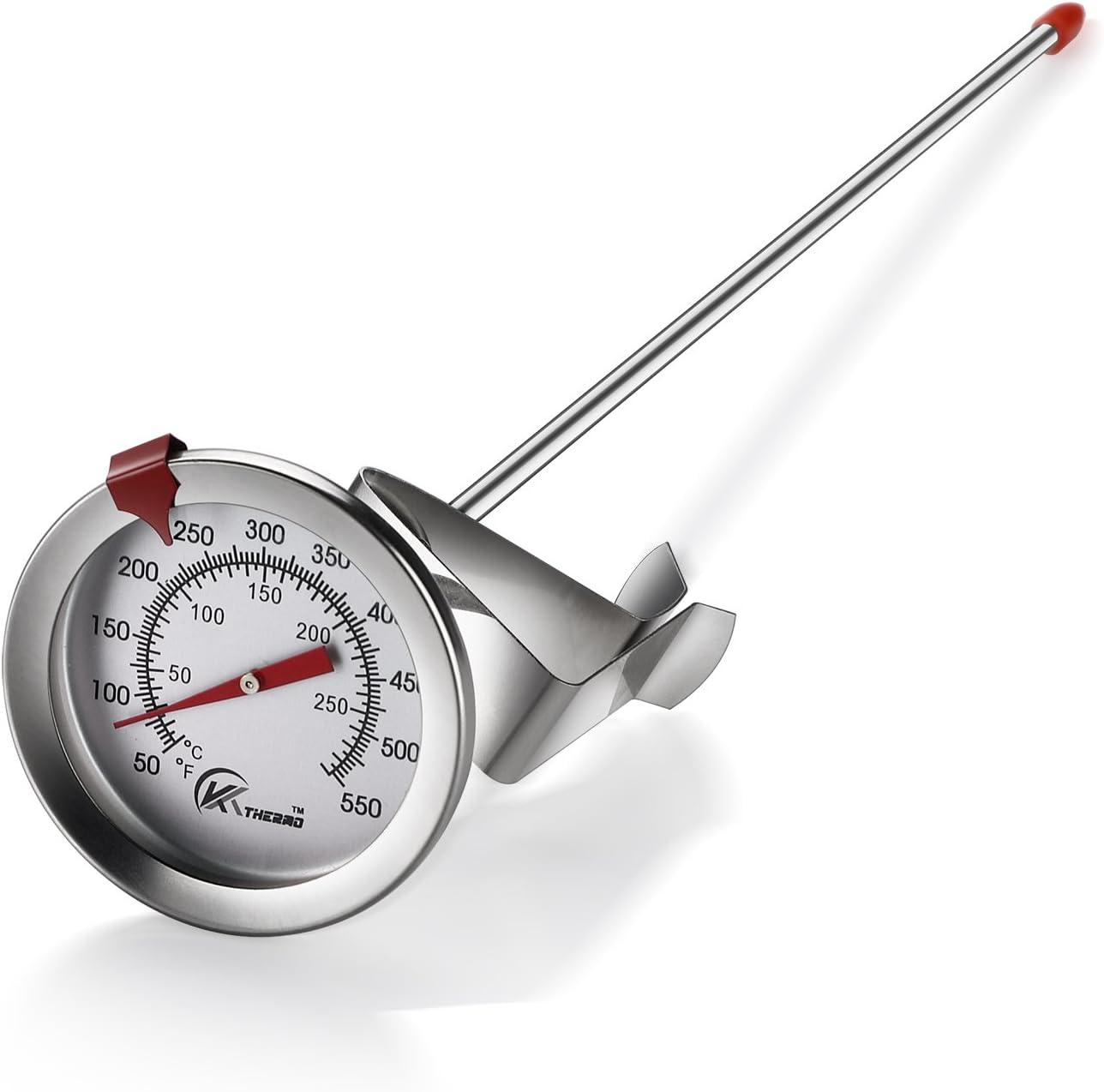 KT THERMO Candy/Deep Fry Thermometer with Instant Read,Dial Thermometer,12" Stainless Steel Stem Meat Cooking Thermometer,Best for Turkey,BBQ,Grill