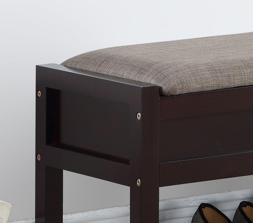 Roundhill Furniture Rouen Seating Bench with Shoe Storage, Espresso