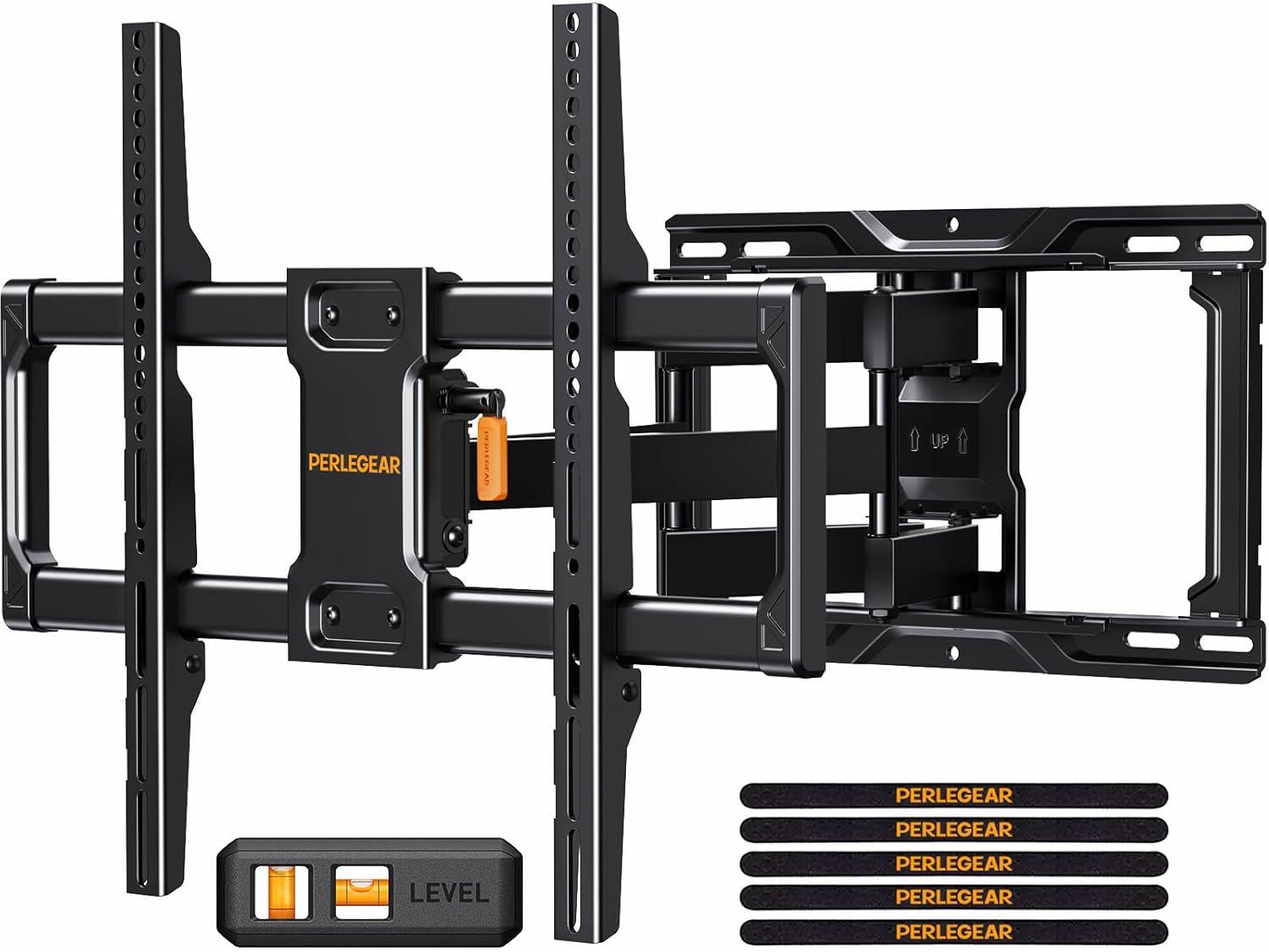 BEACHWATER POOL & SPA, LLC Full Motion TV Wall Mount For Most 42–84 Inch Flat Curved Tvs Up To 132 Lbs, 12?/16? Wood Studs, Bracket With Articulating Arms, Swivel, Tool-Free Tilt, Max VESA 600X400mm