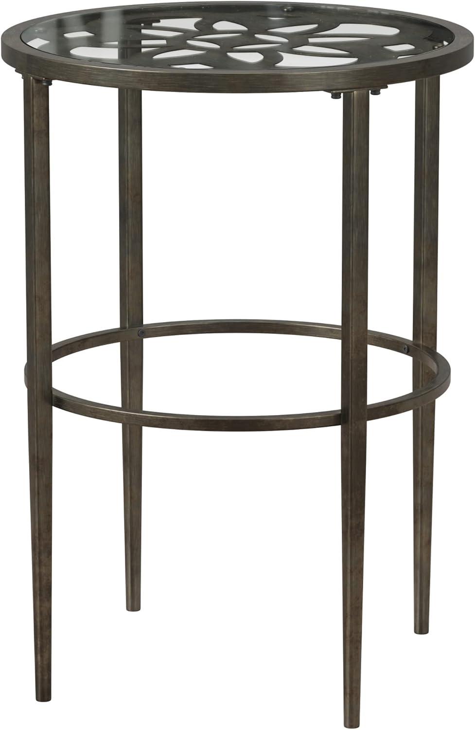 Marsala End Table Gray - Hillsdale Furniture: Round Glass Accent Table, Rubber-Coated Metal Frame, 24" Height