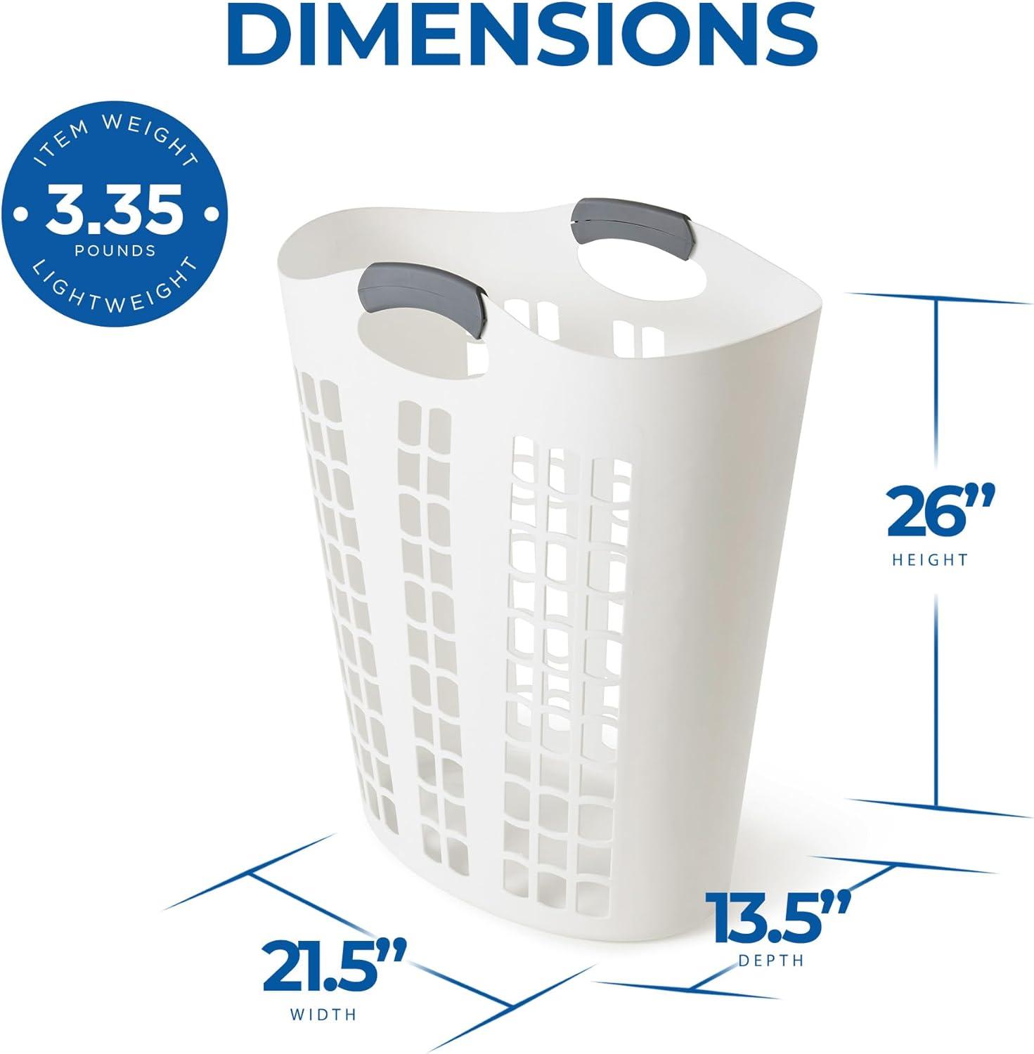 White Plastic Ventilated Upright Laundry Hamper with Handles