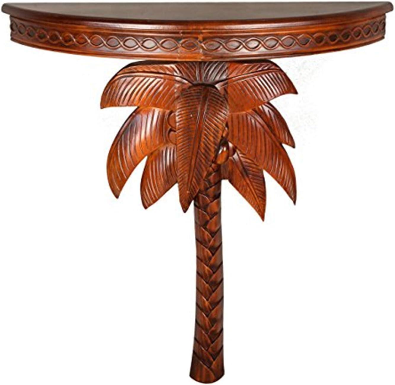 International Caravan Windsor Carved Exotic Wall Table-Design / Pattern:Palm Tree,Finish:Walnut