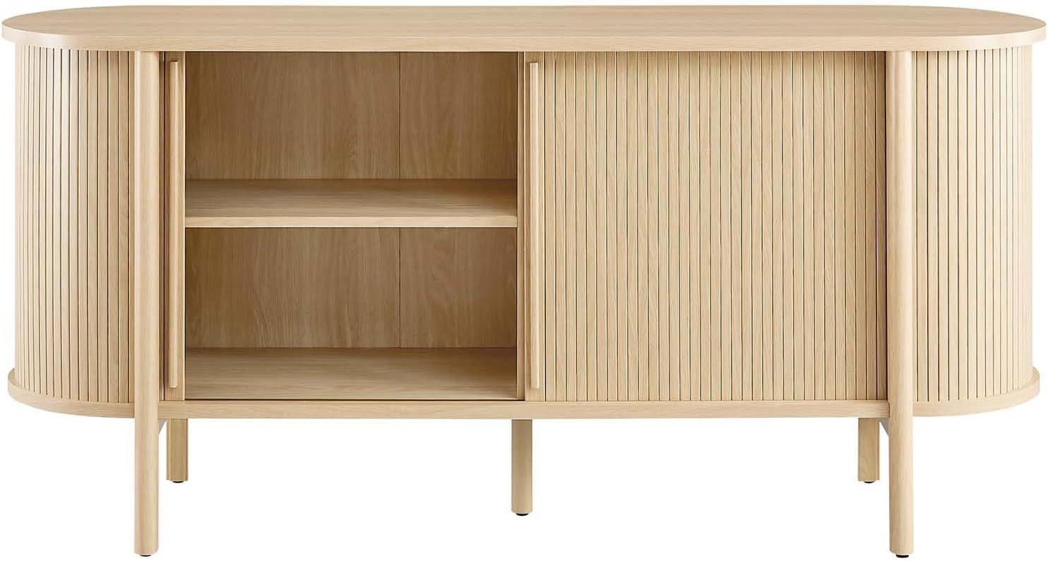 Modway Cadence Modern Wood Sideboard with Open Shelving in Oak