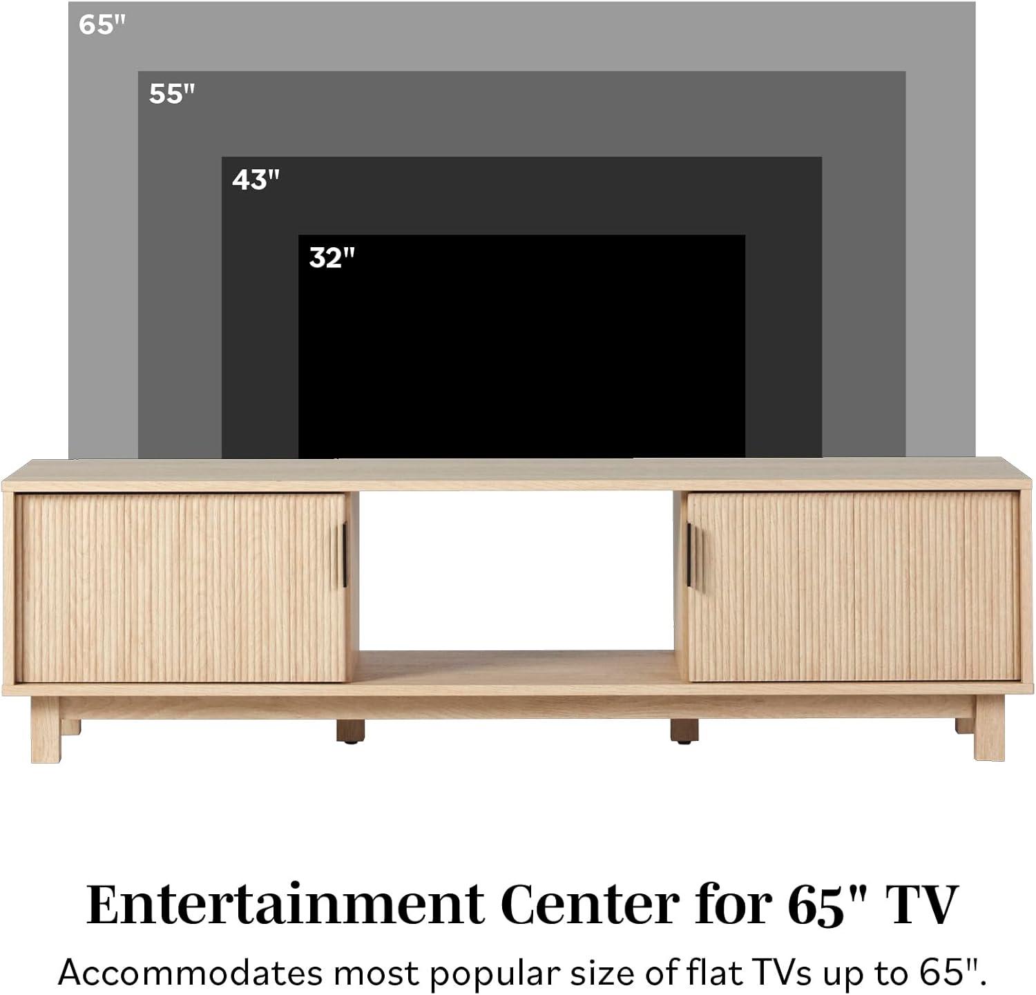 58" 2-Door Wood TV Stand with Reeded Fronts - Oak