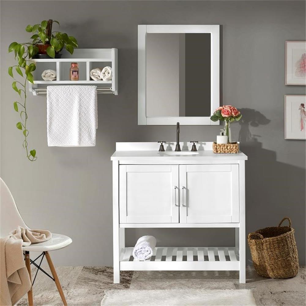 Bennet 36"W Modern Shaker Soft Close Doors Vanity Cabinet With Open Storage Shelf