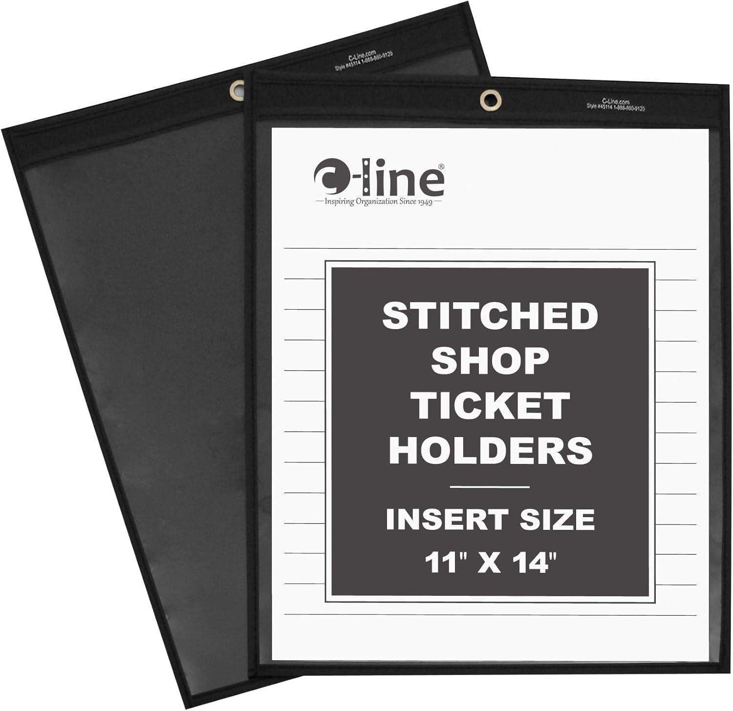 C-Line Shop Ticket Holders Stitched Both Sides Clear 75" 11 x 14 25/BX 46114