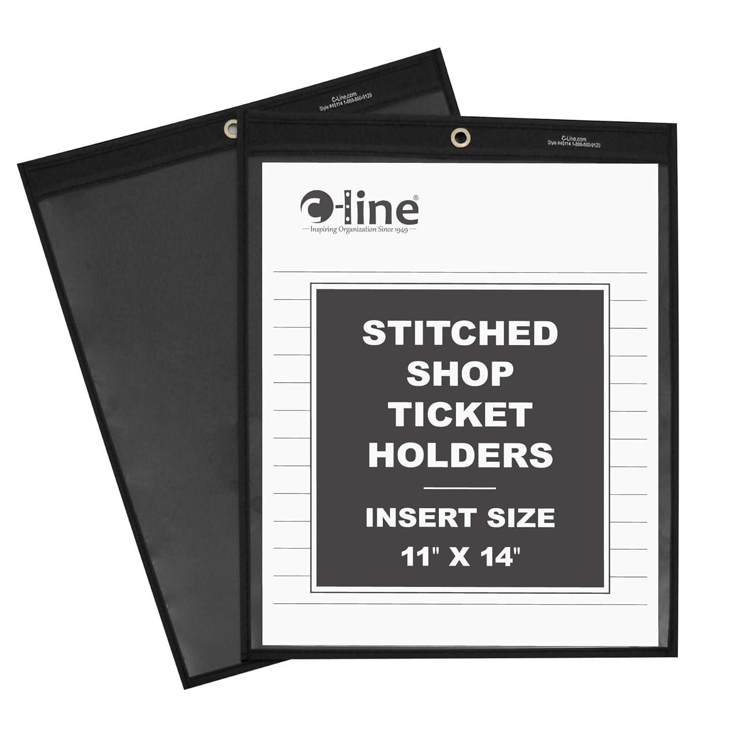 C-Line Shop Ticket Holders Stitched Both Sides Clear 75" 11 x 14 25/BX 46114