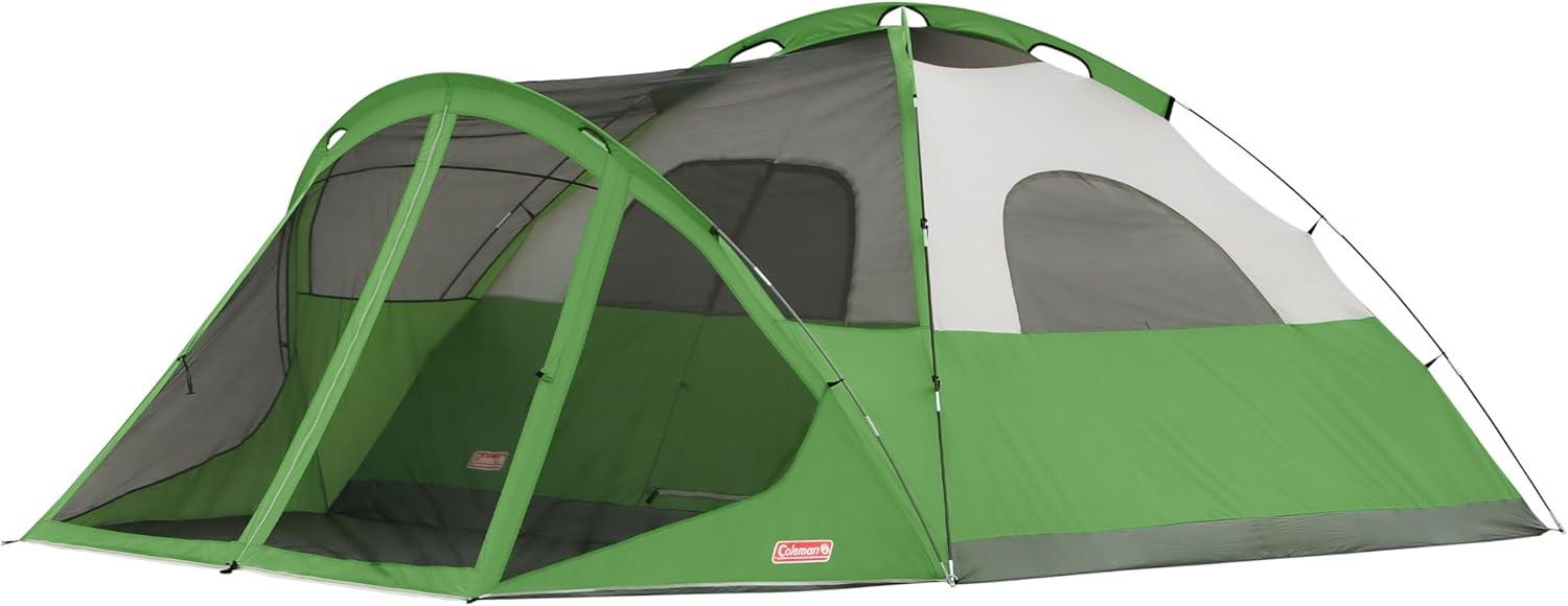 Coleman Evanston Screened Camping Tent, 6/8 Person Weatherproof Tent with Roomy Interior Includes Rainfly, Carry Bag, Easy Setup and Screened-In Porch