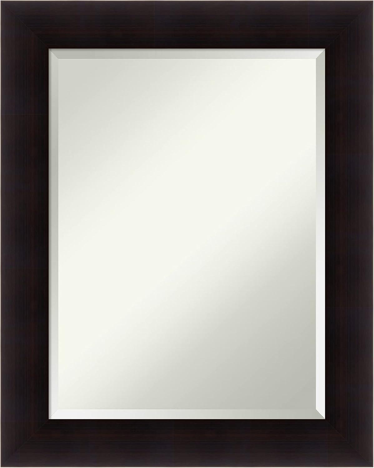 Amanti Art Beveled Wood Bathroom Wall Mirror - Portico Espresso Frame Outer Size: 24 x 30 in