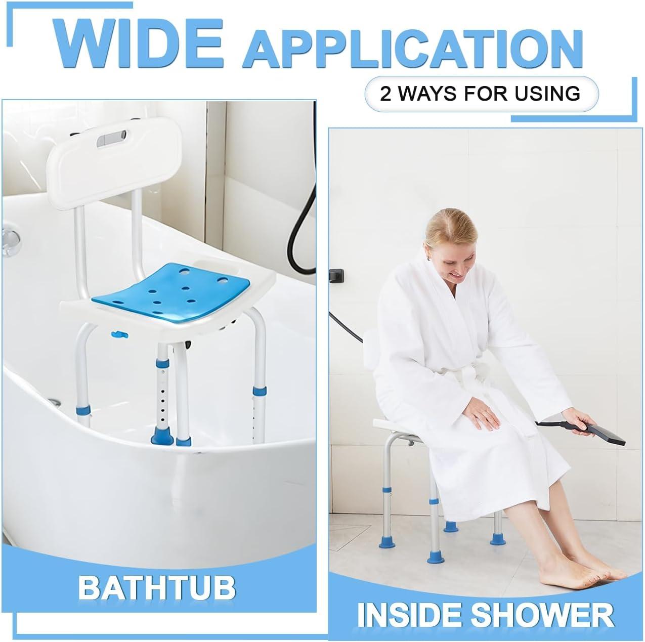 Adjustable Shower Chair with Back, HSA/FSA Eligible Shower Stool for Inside Shower, Tool-Free Shower Seat for Inside Shower, Waterproof Shower Chair for Inside Bathtub for Elderly/Handicap by SOUHEILO