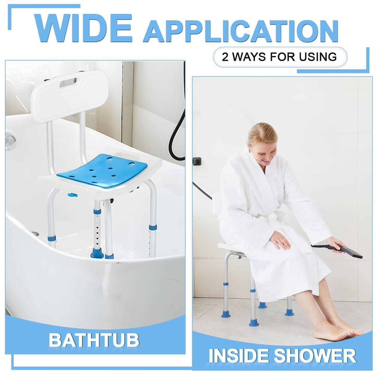 Adjustable Shower Chair with Back, HSA/FSA Eligible Shower Stool for Inside Shower, Tool-Free Shower Seat for Inside Shower, Waterproof Shower Chair for Inside Bathtub for Elderly/Handicap by SOUHEILO