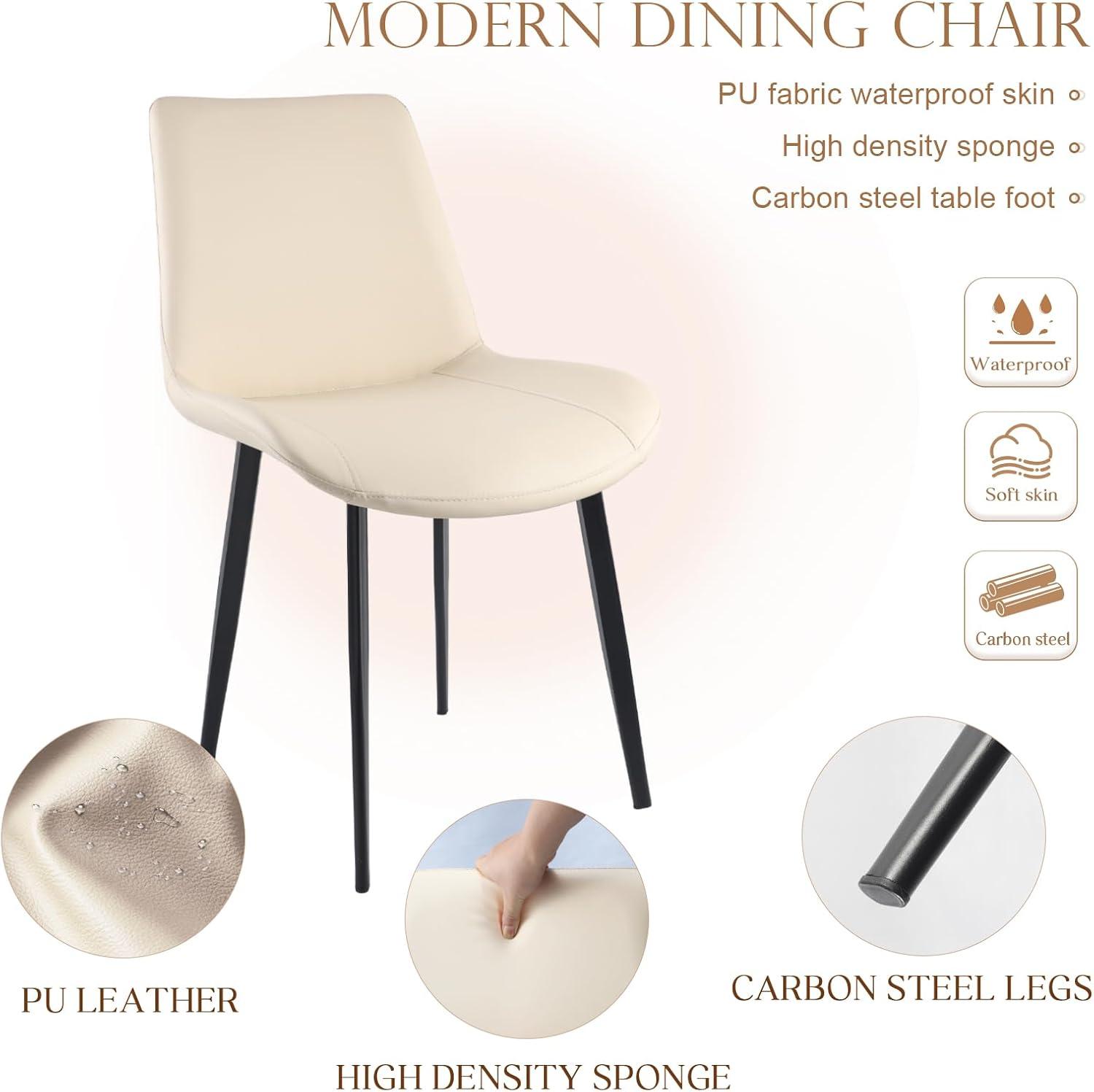 Shenay PU Leather Dining Room Chair with Metal Legs for Indoor Kitchen Living Room