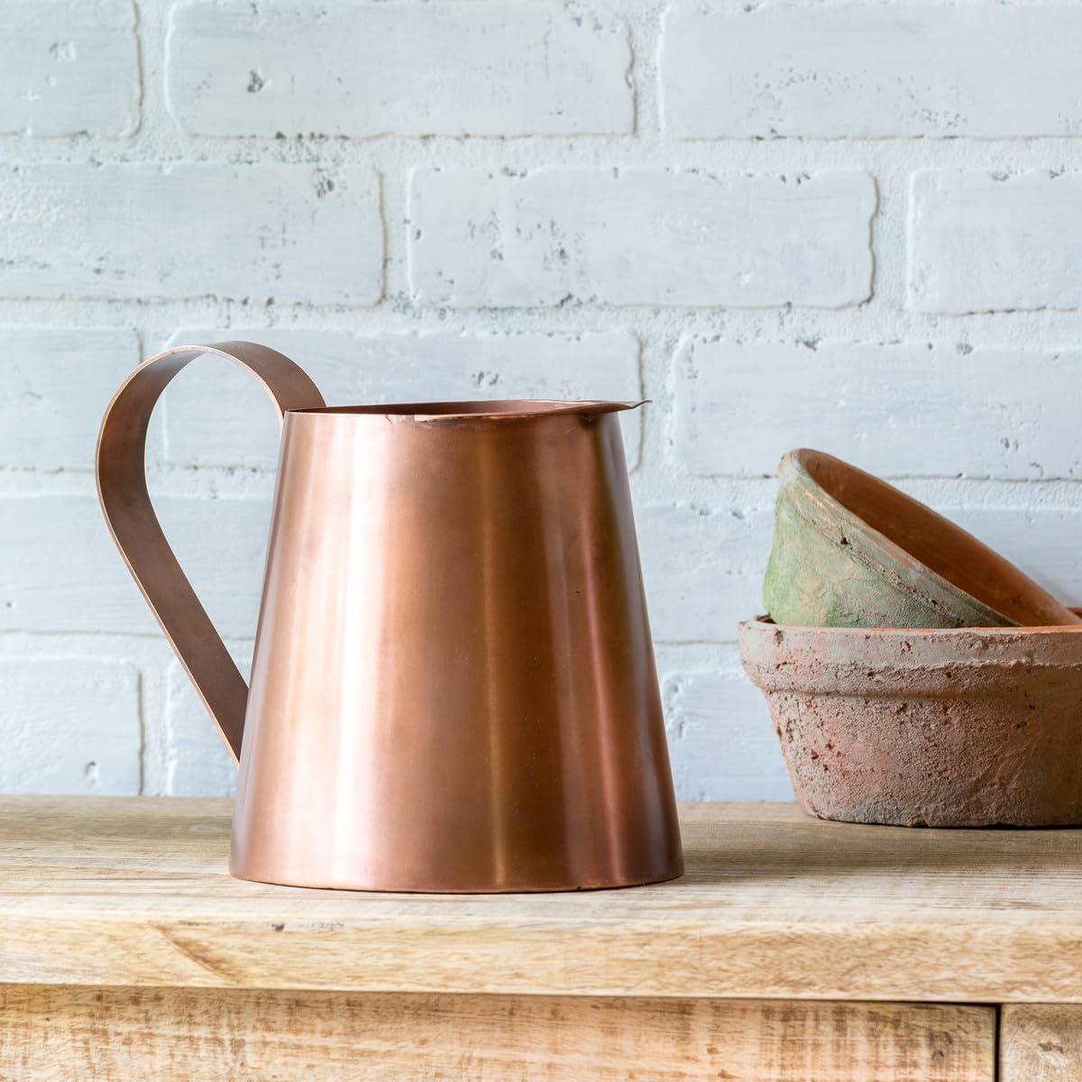 Rustic Copper Short Pitcher with Infuser, 9.5-inch