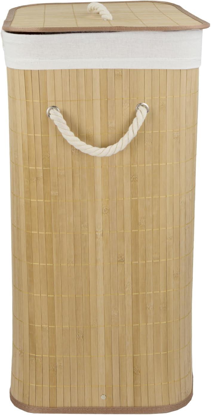 Natural Bamboo Foldable Laundry Hamper with Removable Liner