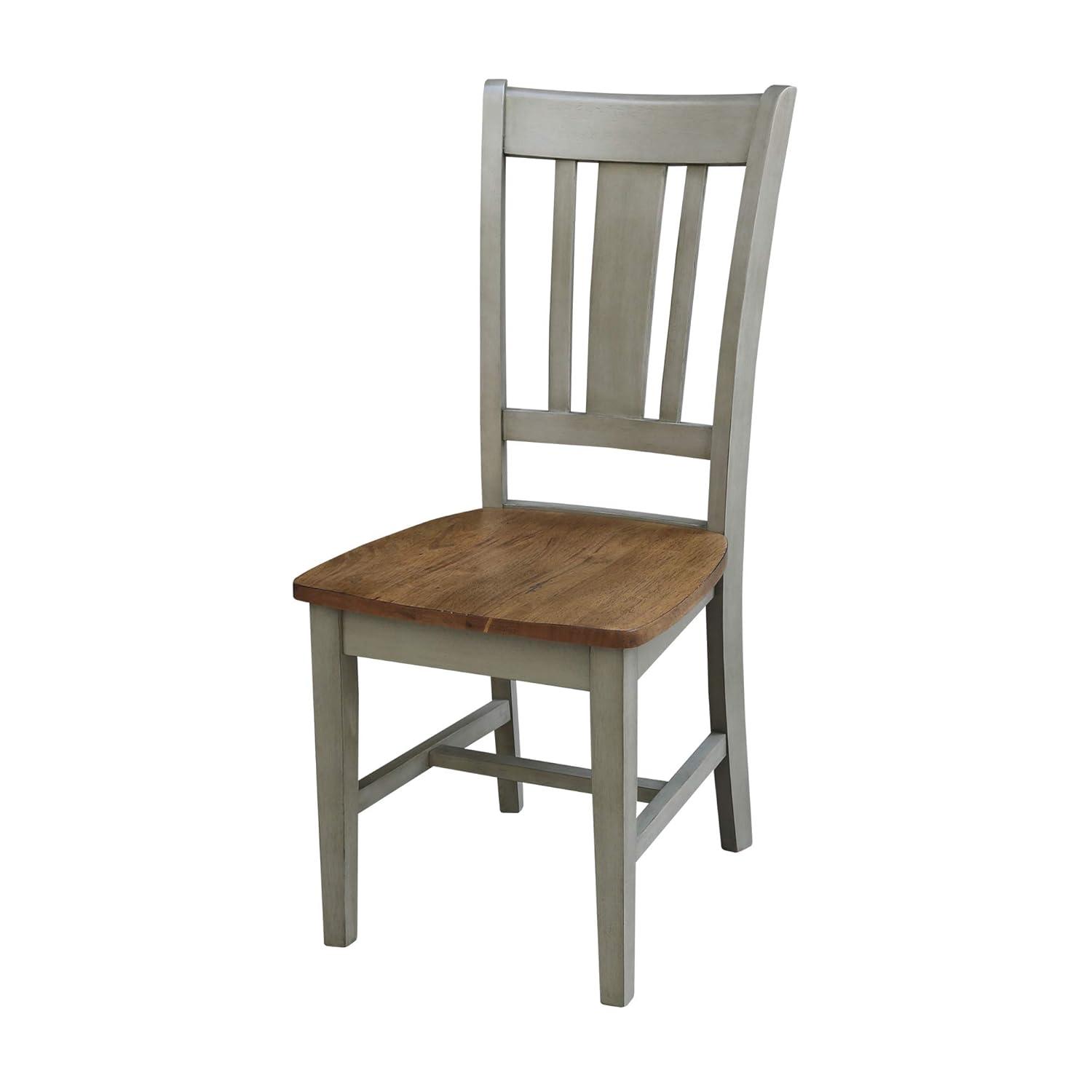 Set of 2 San Remo Splat Back Chairs Natural - International Concepts: Solid Wood, Mid-Century Design, Spot Clean