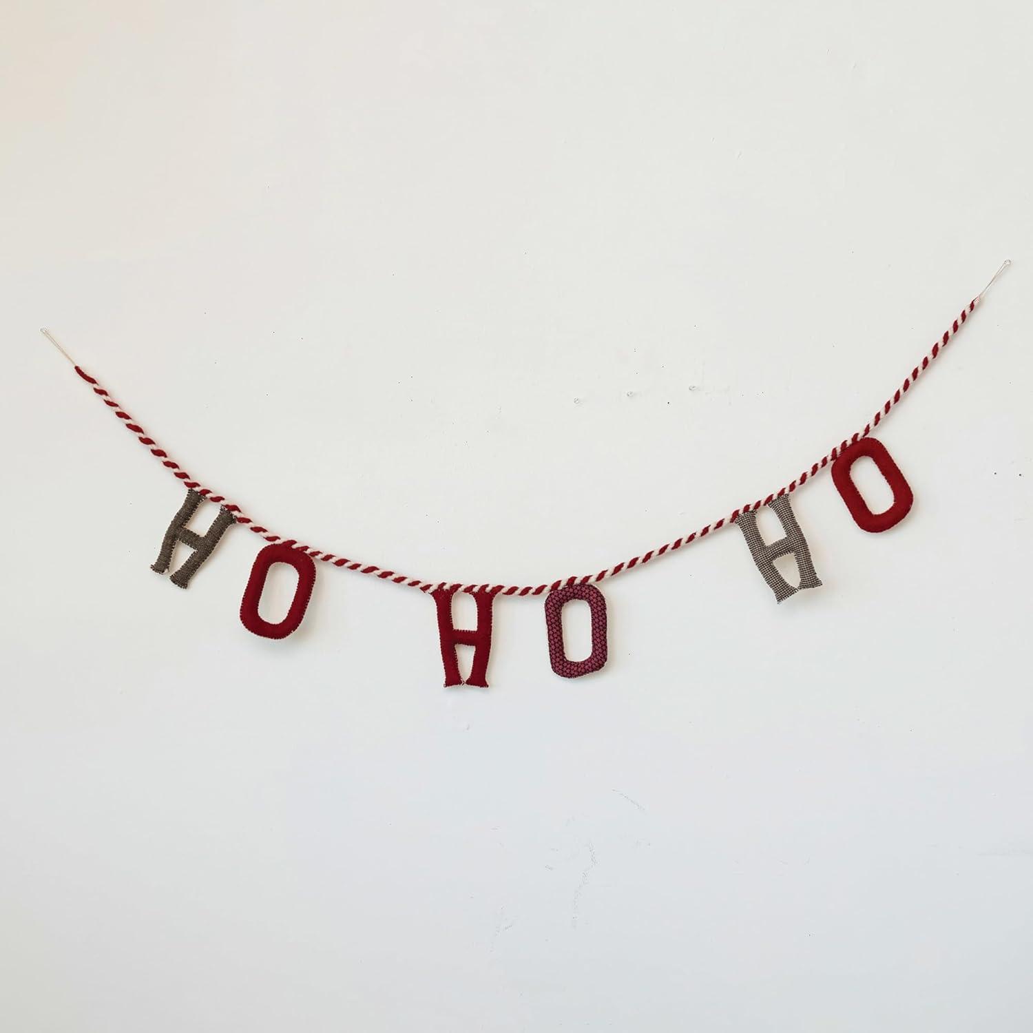 Creative Co-Op Handmade Wool Felt Ho Ho Ho Garland, Multicolor