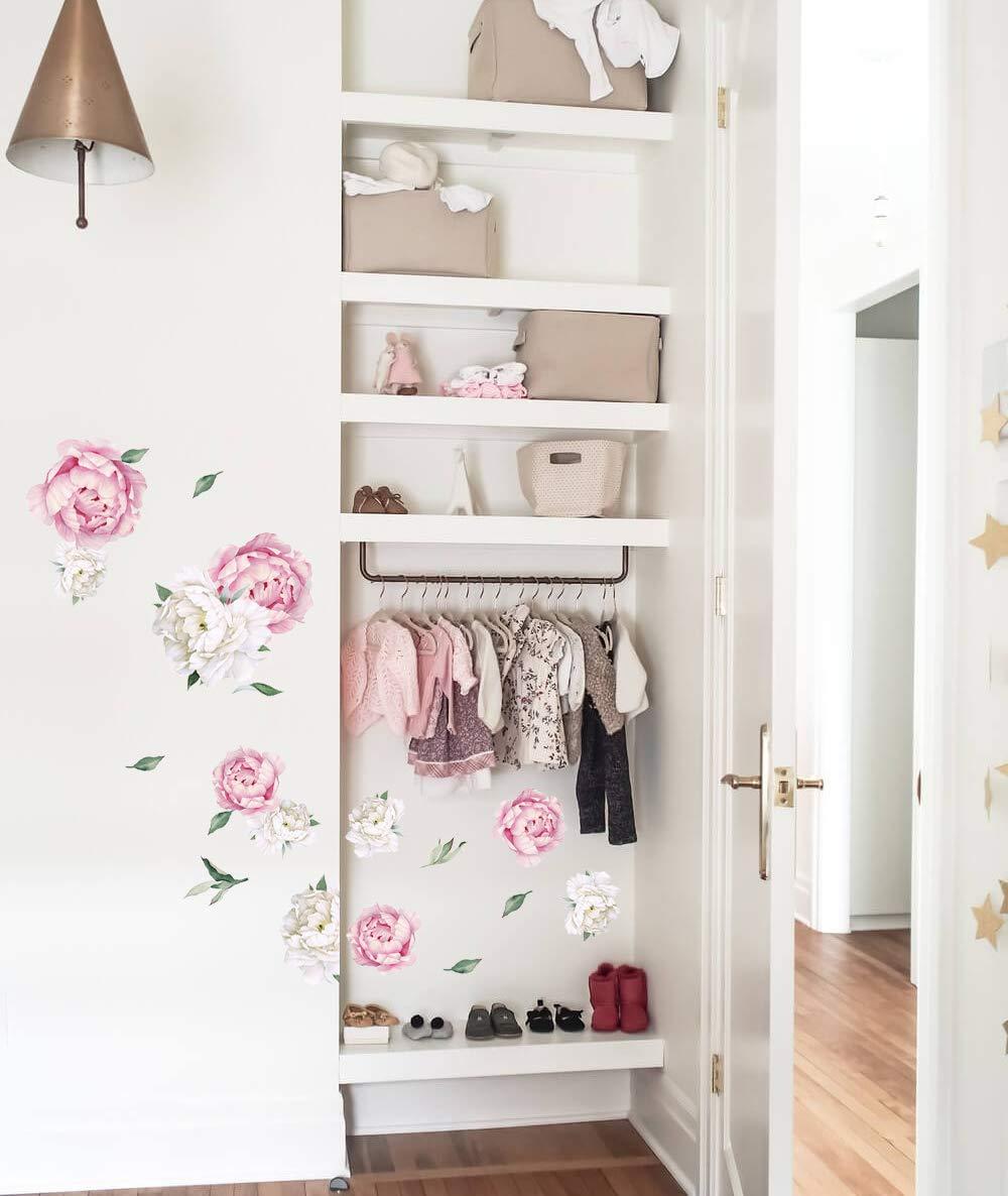 mveomtd Decals Watercolor) Flowers And Peony Peony ( Watercolor White Decor Wall Wall Sticker Wall decals Wall art stickers Peel and stick decals